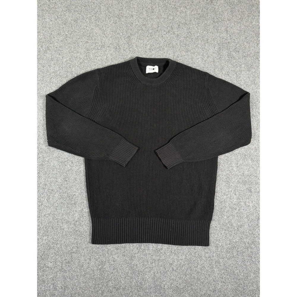 NN07 Knit Sweater Mens Small Black‎ Ribbed Cotton Crewneck Minimalist